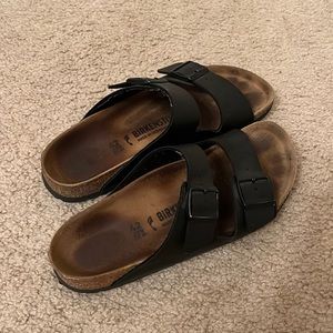 BIRKENSTOCK Black Leather Straps
